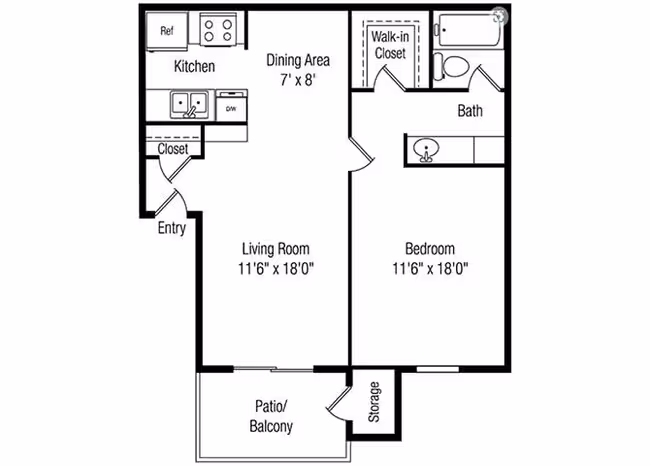 1x1 Reno 181 floor plan